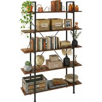 Relaxdays Bücherregal mit 5 Ebenen, Industrial Design, HBT: 177,5 x 105 x 33,5 cm, MDF & Metall, Raumteiler Regal, braun