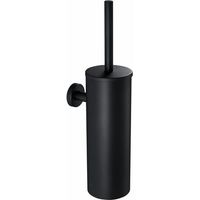 Schwarze Toilettenbürste von Auralum mit wandmontiertem Toilettenbürstenhalter für Badezimmer aus Edelstahl