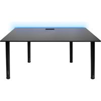 Bureau gamer noir 134 x 62 cm – Passe-câbles en aluminium – Pieds réglables – Bande LED 16 couleurs – Pour joueurs PC – Syberdesk