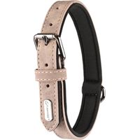Collier taille M 31-39 cm en simili cuir et néoprène DELU, couleur taupe. pour chien. - Flamingo