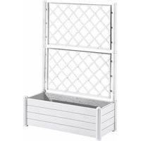 STEFANPLAST Bac a fleurs rectangulaire avec treillis - Finition en bois - 100 x 43 x H 142 cm - 80 L - Blanc