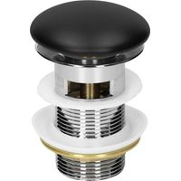 ML-Design Piletta Set di Scarico Lavabo con Troppopieno Universale Lavandino Tappo in Ceramica Nero Opaco e Acciaio Inossidabile 1 1/4 di Pollice Valvola Pop UP Guarnizione Lavamani Accessori Bagno