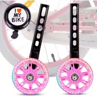 Roues latérales de vélo enfant illuminées par LED, réglables de 12 à 20 pouces, ensemble de sonnettes de vélo