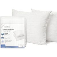 SWEET HOME - Set 2 Federe Copricuscini in Spugna Jersey e Cotone con Chiusura a Zip, Super Traspirante, Antipiega e Antibatterico - Copri Cuscini Lavabile e Certificato - Copricuscini 50x80 cm, Bianco