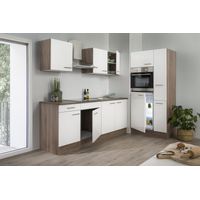 Cuisine Kitchenette bloc cuisine intégrée Chêne York Blanc Oliver 300 cm Respekta