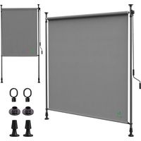 VOUNOT® Toldo Vertical Exterior 100x310cm Extensible Estor Protección Visual con Manivela sin Agujeros para Balcón Terraza Jardín Gris