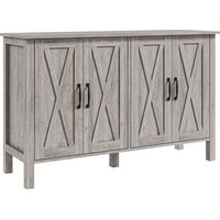 Mobiletto Multiuso stile Rustico con 4 Ripiani Portaoggetti Regolabili, in Legno, 120x37x75 cm, Grigio
