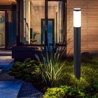 Außen Steh Leuchte ANTHRAZIT Garten Beleuchtung Edelstahl Säulen Stand Lampe im Set inkl. LED Leuchtmittel