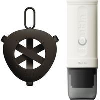 Kit OutIn Nano Cafetera Espresso Eléctrica Portátil + Soporte Portátil - Blanco Perla - Camping, Viaje