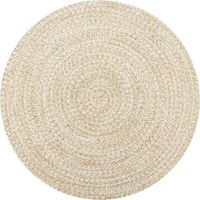 Alfombra de yute hecha a mano blanca y natural 90 cm DEC023517