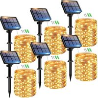 VUSZR Solar Lichterkette Aussen, 6x15M 150 LED Solarlichterkette Außen Wetterfest 8 Modi IP65 Wasserdicht Kupferdraht Lichterkette Außen Solar Outdoor für Garten Terrasse Baum Hof Party (Warmweiß)