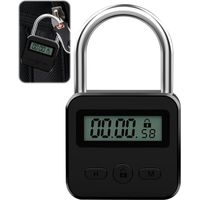 SHINING HOUSE Display-Sperre, Koffer-Vorhängeschloss mit LCD-Bildschirm, wiederaufladbares USB-Vorhängeschloss, Code-Timer-Sperre, um schlechte Gewohnheiten zu verhindern (schwarz)