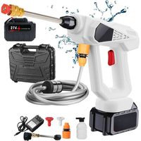 Hidrolimpiadora Inalámbrica 600 PSI con Batería, Limpiadora de Alta Presión Portátil para Coche Hogar Jardín Terraza Blanco(Con 1 batería de 96HV)