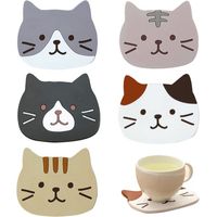 Sous-Verre Silicone - 5 Pièces - Forme Chat - Alimentaire - Antidérapant - Lavable Au Lave-Vaisselle - Pour Tasse Verre Thé Vin