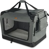 Vounot – Sac de transport pliable pour chien et chat – Caisse portable respirante avec matelas amovible – Dimensions 82x60x60cm – Gris