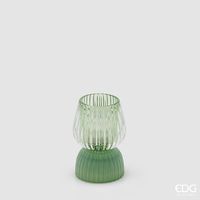 EDG Enzo De Gasperi Lampada da Tavolo Biforma a Righe Led H 13 Cm D 9 Cm IP20 Verde