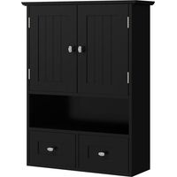 Armoire murale salle de bain suspendue 2 portes 2 tiroirs 50,8x17,8x66 cm Noir