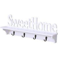 Porte-manteau mural Sweet Home, crochet de porte pour vêtements, chapeaux et clés (blanc)-White