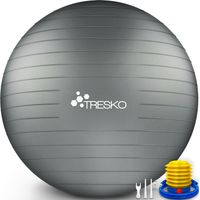 TRESKO Palla da ginnastica a prova di strappo palla da seduta palla da Yoga con pompa 300 kg Grigio 75cm