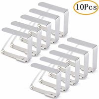 Pinces à nappe en acier inoxydable, lot de 10, pour l'extérieur, idéales pour les tables épaisses et les tables de jardin.