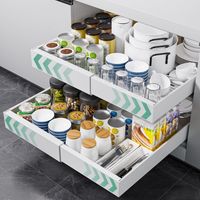 APPASO Expandable Pull Out Cabinet Organizer, Adjustable 32-52cm Pull Out Drawers for Cabinets, Slide Out Drawers for Kitchen Cabinets (White, 2pc,42cm Deep)