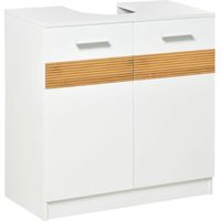 Lavabo Sotto Bagno MDF Bambù 60x30x60,5cm Bianco Legno