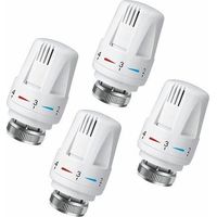 Tigrezy -Lot de 4 Tête Thermostatique Connectée Vanne Thermostatique Accessoire, Tete Thermostatique Radiateur, Tête de Remplacement de Vanne de Radiateur pour le Thermostat M30 x 1.5 White