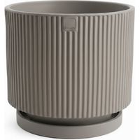 Vaso moderno di design Ø40 H36 in polimero tortora resistente per interno ed esterno - Made in Italy - Monacis