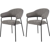 Stühle Rebecca Mobili Jatoba 82,5x57x56,5 Polyestergewebe Stahl Grau Schwarz Modern SET 2 Stück