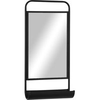 Specchio da Parete con Mensola Inferiore 36,2x12x71,7cm Nero