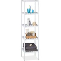 Relaxdays – Étagère de salle de bain en bambou 5 niveaux – Dimensions H139,5 x L34,5 x P33 cm – Charge max. 5 kg par niveau – Pour espaces humides