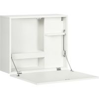 Scrivania a Muro Pieghevole e Salvaspazio con Ripiani, per Casa e Ufficio, in Truciolato e MDF, 60x21.5x50 cm, Bianco