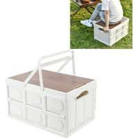 Caisse de Campagne Portable avec Plateau en Bois - Caisson de Rangement Étanche et Résistant pour Camping et Pique-nique - Design Grand Format
