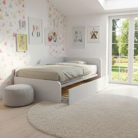 Divano letto piazza e mezza 120x190 con spalliera e secondo letto estraibile - Bianco