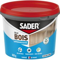 Colle à bois vinylique 650 g – Prise progressive – Pour bois dur, agglomérés, stratifiés – Résistance à l'arrachement élevée – Sader