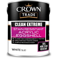 Crown Trade Clean Extreme Stain Resistant Acrylic Eggshell - White - 5L