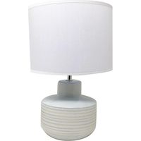 Lampada da Tavolo Lume Comodino Ceramica Tessuto Bianco Design Moderno Abatjour
