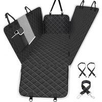 Dog Car Seat Cover, Waterproof Tear-Resistant Dog Car Cover, with Viewing Window, with 2 Side Bag Covers and 2 Dog Safety Belts (146x136cm, Black)