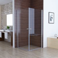 MIQU Duschkabine Eckeinstieg mit 180° Doppel Schwingtür, Pendeltür Duschwand ESG Glas Rahmenlos Duschabtrennung, Komplett Dusche Höhe 185cm ohne Duschwanne, 80x75 cm