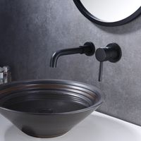 SUMERAIN Mitigeur de Lavabo Mural noir mat, Robinet Salle Bain avec deux trous