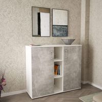 Mobile ingresso moderno con 2 ante battenti e 3 mensole di colore Bianco e Rovere chiaro mod. Franck
