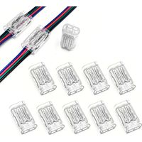 4-poliger Kabelverbinder – 10 Stück, werkzeugfreier Anschluss für 22–20AWG Steuerleitungen, geeignet für RGB LED-Systeme und elektrische Verzweigungen