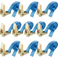 Arebos – Pack de 10 sangles d'arrimage 4m 25mm – 800kg résistance – 100% polyester – Points renforcés – Tension facile avec cliquet