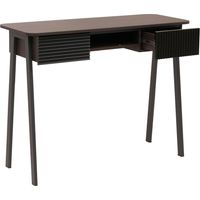 Mesa consola HHG-111, mesa para teléfono Mesa de pasillo/mesa auxiliar, cajón MDF melamina metal 88x110x40cm, aspecto nogal