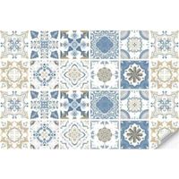 24 Pcs(20x20cm) Autocollant de carrelage bleu Peel and Stick Dosseret, décoration en PVC imperméable à l'eau et à l'huile Peel