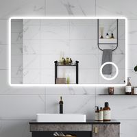 Aica 100X60CM SPECCHIO DA BAGNO BLUETOOTH ANTIAPPANNAMENTO, 3 COLORI DIMMERABILI, LENTE D'INGRANDIMENTO 3X