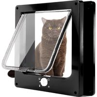 Chatière pour Chat, Chatière Magnétique à 4 Voies pour Chats et Petit Chiens, Facile à Installer, Porte pour Animaux Coulissant Manuel sur Mur/Bois/Porte en UPVC (Noir,L)