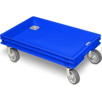 BRB Rollkasten für 600x400mm Eurobehälter, graue Gummiräder, TRG 100 kg, blau