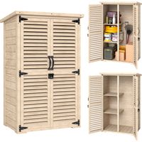 Caseta de JardĂn 75x50x118 cm Armario para Almacenaje de Herramientas con 2 Estantes y 2 Puertas Natural