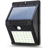 Lampe solaire a' batterie spot Driwei 25+5+5 LED avec capteur de mouvement et cre'pusculaire pour jardin IP65
